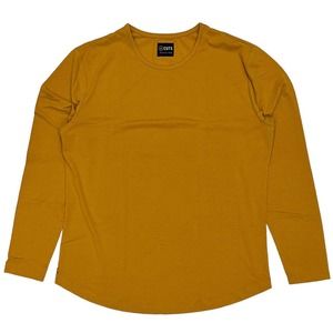 Cuts Clothing Men's Long Sleeve Curve Hem Crew Neck Tee T-Shirt in X-Large